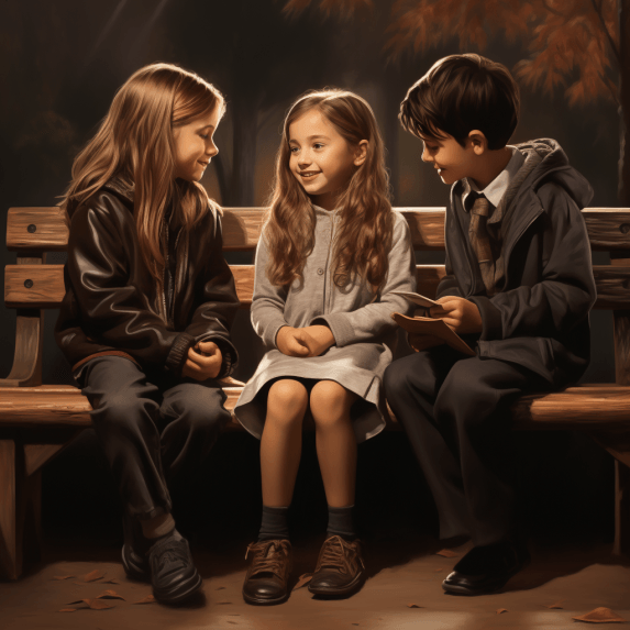 harperh_children_sitting_on_a_bench_talking_realistic_fc67be77-8d2f-4208-9867-a60909d4a9a0.png